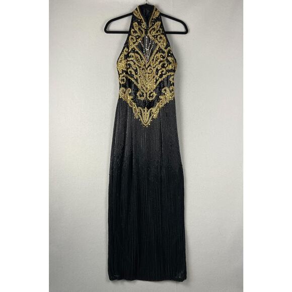 Lillie Rubin Dresses & Skirts - Vintage Lillie Rubin Beaded Silk Formal Dress Gown Womens 6 Sequin Glam Evening